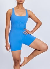 Custom Women Active Wear Set Sexy Tight Short Sleeve One Piece Jumpsuit